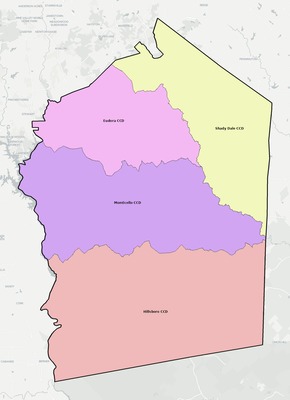 Jasper County GA townships and subdivisions map