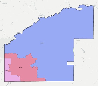 Jeff Davis County GA ZIP code boundaries map