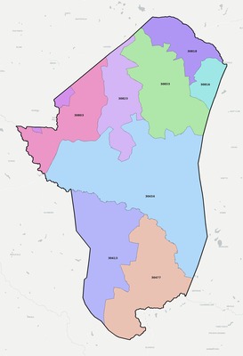 Jefferson County GA ZIP code boundaries map