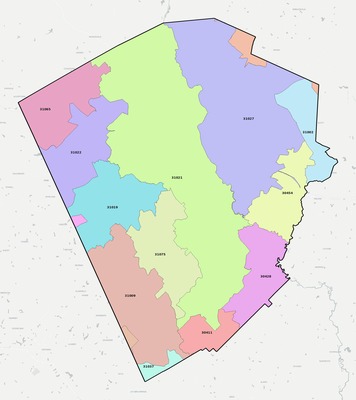 Laurens County GA ZIP code boundaries map