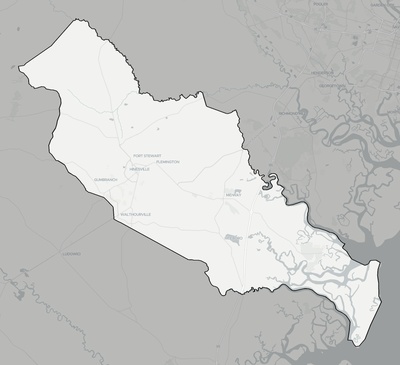 Liberty County GA county basemap context