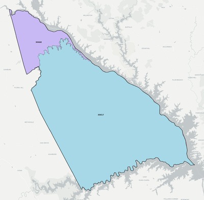 Lincoln County GA ZIP code boundaries map
