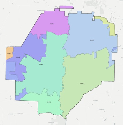 Macon County GA ZIP code boundaries map