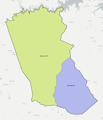 McDuffie County GA townships and subdivisions map