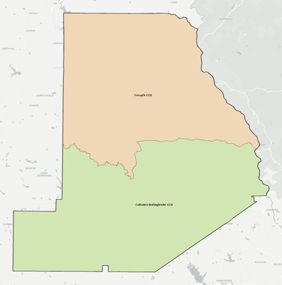 Monroe County GA townships and subdivisions map