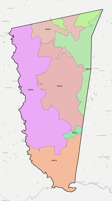 Montgomery County GA ZIP code boundaries map