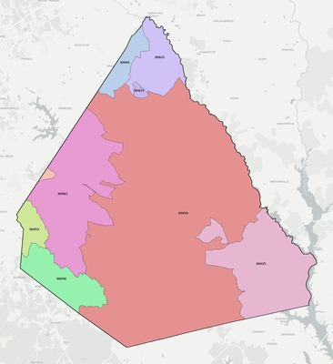 Morgan County GA ZIP code boundaries map