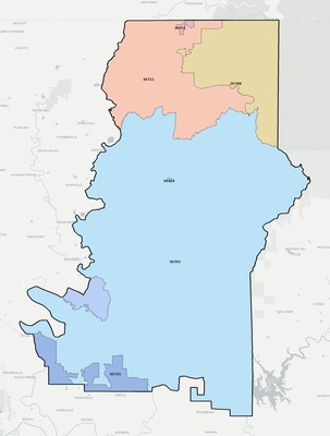Murray County GA ZIP code boundaries map