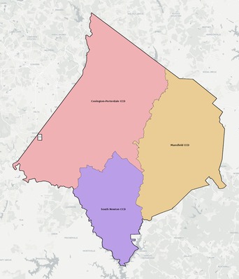 Newton County GA townships and subdivisions map