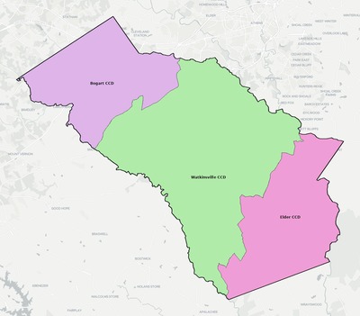 Oconee County GA townships and subdivisions map
