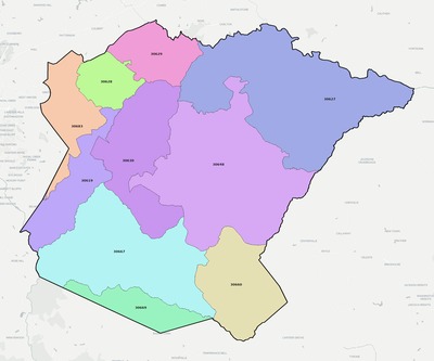 Oglethorpe County GA ZIP code boundaries map