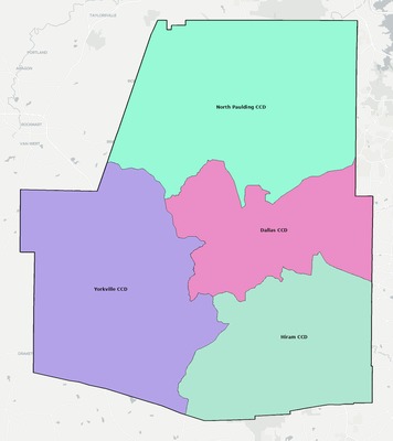 Paulding County GA townships and subdivisions map