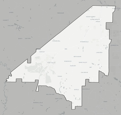 Peach County GA county basemap context