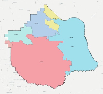 Pierce County GA ZIP code boundaries map