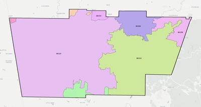 Polk County GA ZIP code boundaries map