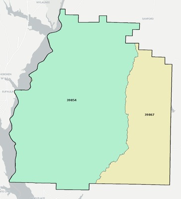 Quitman County GA ZIP code boundaries map