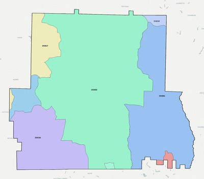 Randolph County GA ZIP code boundaries map