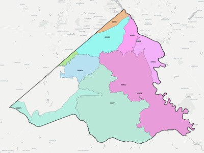 Richmond County GA ZIP code boundaries map