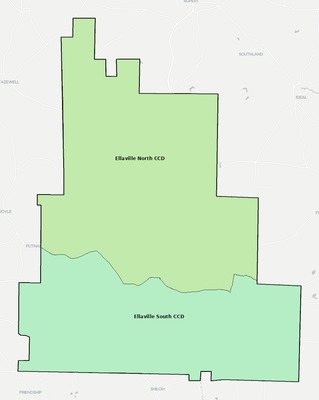 Schley County GA townships and subdivisions map