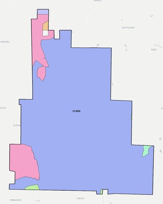 Schley County GA ZIP code boundaries map