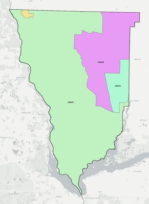 Seminole County GA ZIP code boundaries map