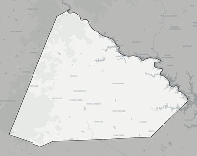 Stephens County GA county basemap context