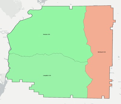 Stewart County GA townships and subdivisions map