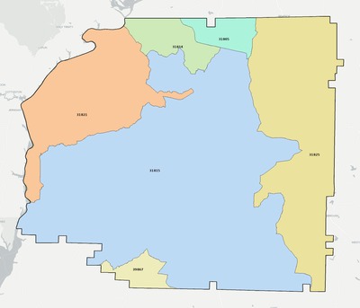 Stewart County GA ZIP code boundaries map