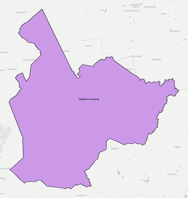 Taliaferro County GA school district boundaries map