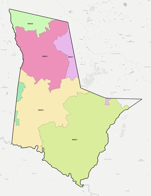 Tattnall County GA ZIP code boundaries map