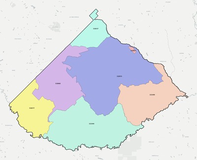 Telfair County GA ZIP code boundaries map