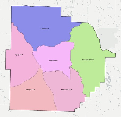Tift County GA townships and subdivisions map