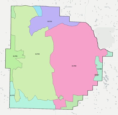 Tift County GA ZIP code boundaries map