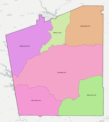 Troup County GA townships and subdivisions map