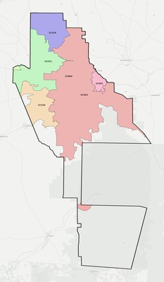 Ware County GA ZIP code boundaries map