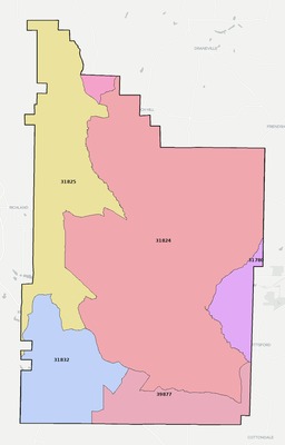 Webster County GA ZIP code boundaries map