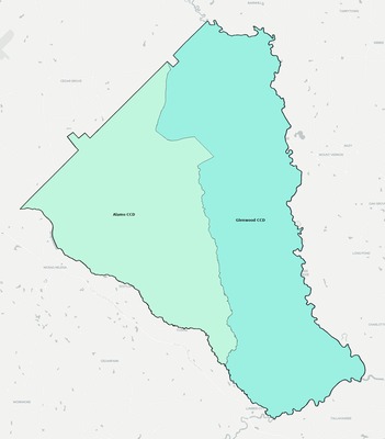 Wheeler County GA townships and subdivisions map