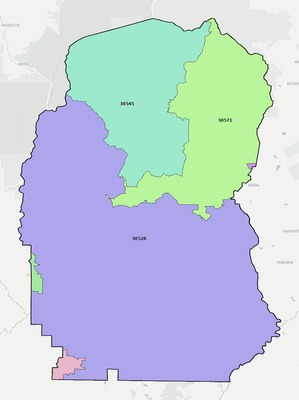 White County GA ZIP code boundaries map
