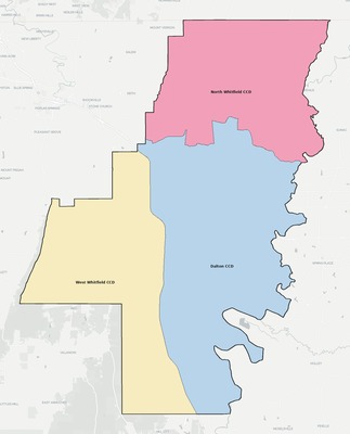 Whitfield County GA townships and subdivisions map