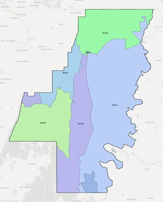 Whitfield County GA ZIP code boundaries map