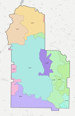 Worth County GA ZIP code boundaries map