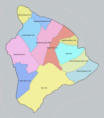 Hawaii County HI townships and subdivisions map