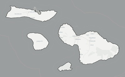 Maui County HI county basemap context