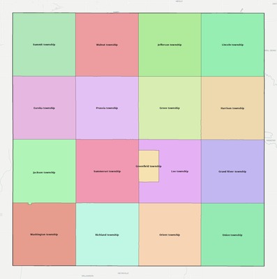 Adair County IA townships and subdivisions map