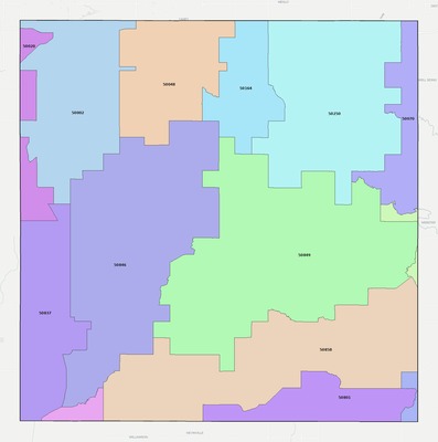 Adair County IA ZIP code boundaries map
