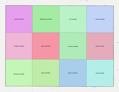 Adams County IA townships and subdivisions map