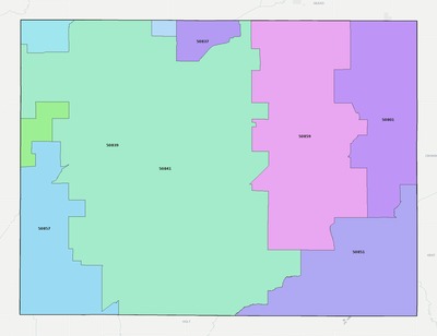 Adams County IA ZIP code boundaries map