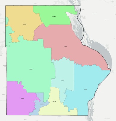 Allamakee County IA ZIP code boundaries map