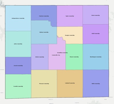 Appanoose County IA townships and subdivisions map