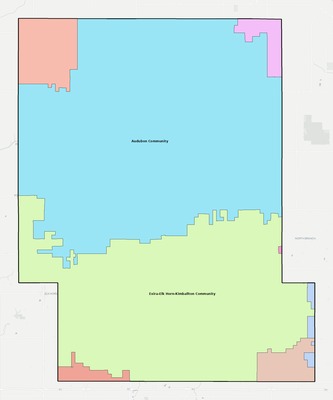 Audubon County IA school district boundaries map